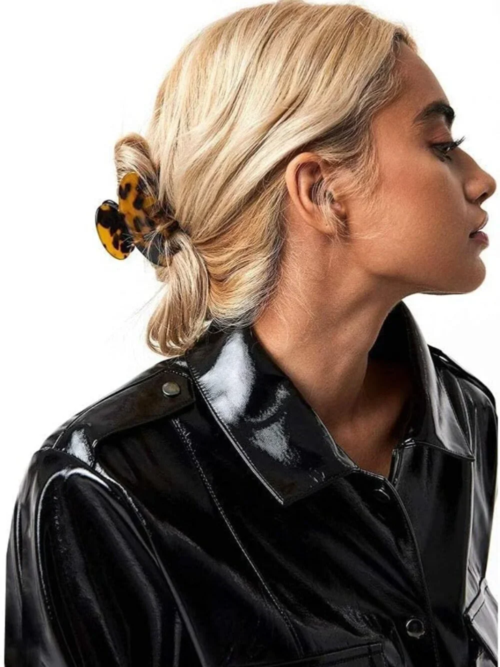 2PCS Large Tortoise Hair Claw Clips - Stylish Leopard Print Barrettes for Women